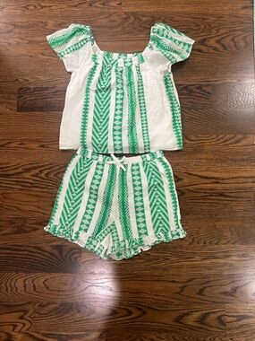 crown & ivy Green and White Striped Girls Shorts
